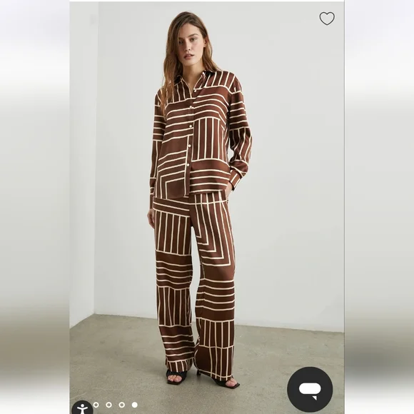 Rails Matching Set Elias Top Damani Pant Brown Line Art Size Small - Picture 2 of 16